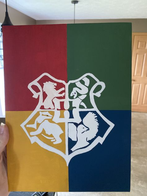 Harry Potter Canvas Painting, Painting Easy, Hogwarts Houses, Easy Paintings, House Painting, Art Sketches, Hogwarts, Harry Potter, Canvas Painting