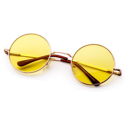 SheIn(sheinside) Metal Frame Yellow Round Lens Retro Style Sunglasses ($6) ❤ liked on Polyvore featuring accessories, eyewear, sunglasses, yellow lens glasses, vintage round sunglasses, vintage glasses, vintage retro glasses and round lens sunglasses Yellow Lens Sunglasses, Yellow Glasses, Inexpensive Fashion, Sunglasses Yellow, Round Lens Sunglasses, Fake Glasses, Metal Frame Glasses, Yellow Sunglasses, Sunglasses Round