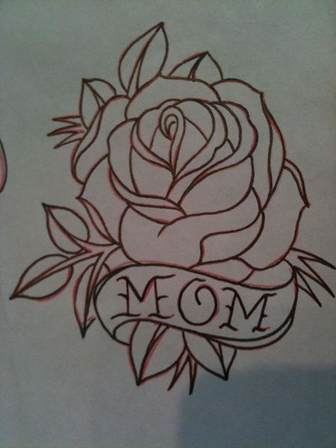 Traditional Rose Tattoo Flash, Banner Tattoos, Trad Rose, Rose Tattoo Flash, Flash Banner, Traditional Rose Tattoo, Blessed Tattoo, Tattoo Sea, Blessed Tattoos