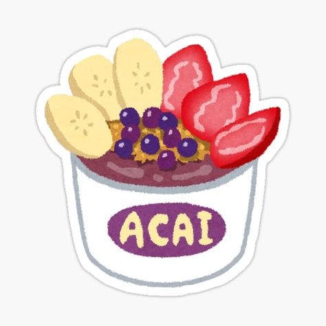 Acai Bowl Illustration, Foodie Wallpapers, Aesthetic Intro, Senior Posters, Pink Smoothie, Funny Stick Figures, Acai Smoothie Bowl, Preppy Stickers, Acai Smoothie