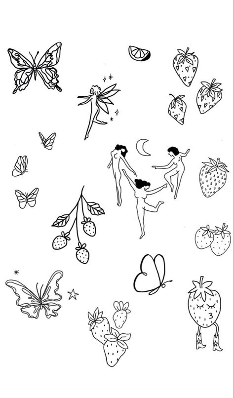 Silly Minimalist Tattoos, Flash Art Tattoos For Women Simple, Space Needle Tattoo Simple, Small Witch Tattoo Ideas Simple, Minimalist Doodle Tattoo, Dainty Patchwork Sleeve Tattoo, Small Simplistic Tattoos, Tiny Tattoos Aesthetic, Fairy Aesthetic Tattoo