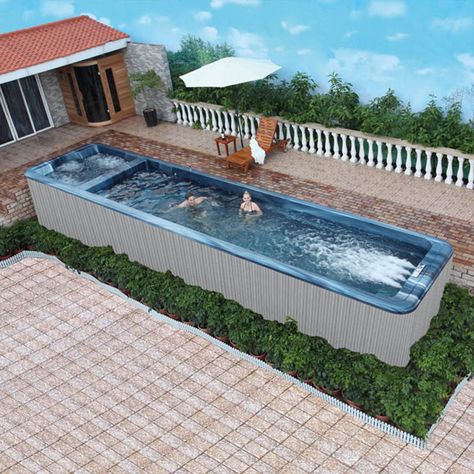 Above Ground Endless Pool,Jacuzzi Luxury Swim Spa Hot Tub Combo Jacuzzi Luxury, Endless Swimming Pool, Outdoor Swim Spa, Piscina Container, Kleiner Pool Design, Hot Tub Swim Spa, Spa Hot Tub, Pool Jacuzzi, Endless Pool