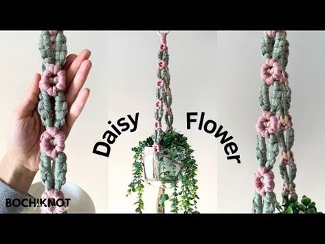 DIY Daisy Flower Chain Macrame Plant Hanger Tutorial (NEW DESIGN) - YouTube Macrame Flower Chain Tutorial, Daisy Chain Macrame, Diy Daisy Flower, Diy Plant Hanger Easy, Diy Macrame Plant Hanger Pattern, Plant Hanger Tutorial, Diy Daisy, Daisy Flower Pattern, Macrame Plant Hanger Tutorial