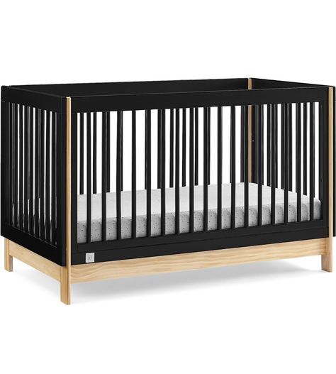 Delta Children babyGap Tate 4-in-1 Convertible Crib - Greenguard Gold Certified, Ebony/Natural Black Crib, Modern Crib, Safe And Sound, Amazon Favorites, Adjustable Mattress, Delta Children, Mattress Support, Convertible Crib, Baby Protection