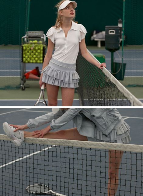 i want this tennis outfit. playing tennis with style! Stella Outfits, Outfit For Valentines Day, Outfit Tenis, Stella Mccartney Tennis, Tennis Outfits, Tennis Skirt Outfit, Tennis Outfit, Tennis Gear, Playing Tennis