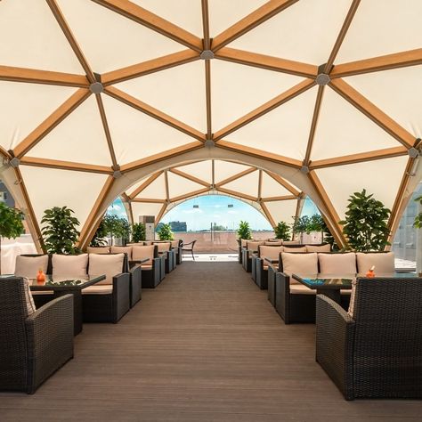 Geodesic Dome Platform, Textile Architecture, Hexagon Dome, Dome Glamping Luxury, Backyard Entertainment, Geo Dome, Marquee Tent, Geodesic Dome Connector, Campus Design