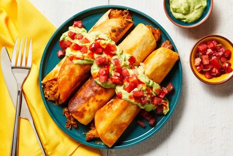 Turkey Taquitos, Pork Taquitos Recipe, Copycat Meals, Hellofresh Meals, Pork Taquitos, Fresh Dinners, Hellofresh Recipes, Chicken Flautas, Taquitos Beef