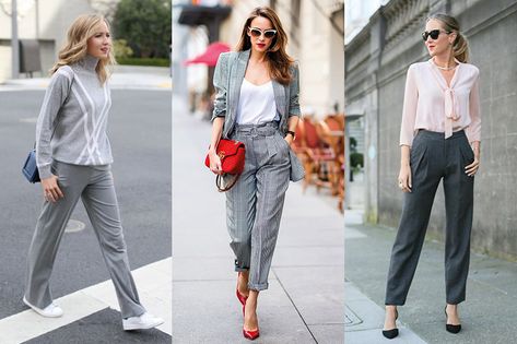 cómo combinar pantalón gris Blazer