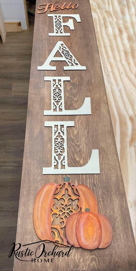 Porch Wood, Front Wall Design, Fall Wood Signs, Front Porch Signs, Diy Porch, Fall Farmhouse, Bedroom Wall Paint, Wallpaper Walls Decor, Farmhouse Fall Decor