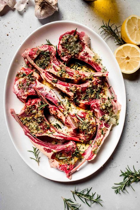 Learn how to cook lamb chops with perfect results every time! Make a quick marinade with olive oil, garlic, lemon and rosemary. Then, cook your chops on the grill, in the oven, or on the stove. Cook Lamb Chops, Lamb Sides, Grilled Lamb Recipes, Lamb Side Dishes, Grilled Lamb Chop Recipes, Bernaise Sauce, Cook Lamb, How To Cook Lamb, Grilled Lamb Chops