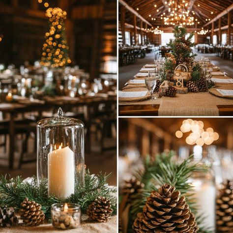 Get inspired with stunning winter wedding ideas that will make your day unforgettable. From snowy outdoor ceremonies to cozy reception décor, discover elegant touches that bring warmth and beauty to your celebration. These trending winter wedding ideas are going to be the talk of the season. Explore creative ways to incorporate rich color palettes, seasonal flowers, and unique lighting. Elevate your winter wedding with these thoughtful ideas. Make your big day magical. Winter Forest Wedding Decor, Winter Wedding Aesthetic Green, Winter Lodge Wedding, Pine Wedding Decor, Rustic Winter Wedding Ideas, Country Winter Wedding, December Wedding Ideas, Winter Wedding Table Decorations, Rustic Christmas Wedding