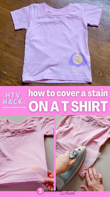 Cover Stains On Clothes, Heat Transfer Vinyl Tutorial, Heat Transfer Vinyl Shirts, Vinyl Projects Silhouette, Heat Transfer Vinyl Projects, Silhouette School Blog, Monogram Painting, Stain On Clothes, Diy Monogram