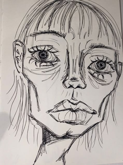 Grunge Art Face, Funky Face Drawings, Faces Drawing Abstract, Abstract Face Art Drawings, Trash Art Drawing, Surrealism Sketch, Abstract Face Drawing, A Level Art Sketchbook, Arte Grunge