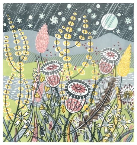 Angie Lewin SEASON SONGS Linocut print H 36 x 34 cm image size Unframed Edition no. 3/85 Sarah Wiseman Gallery, Oxford UK Seasons Song, Angie Lewin, Wood Engraving, Lino Print, Linocut Prints, Limited Edition Prints, Botanical Art, Linocut, Norfolk