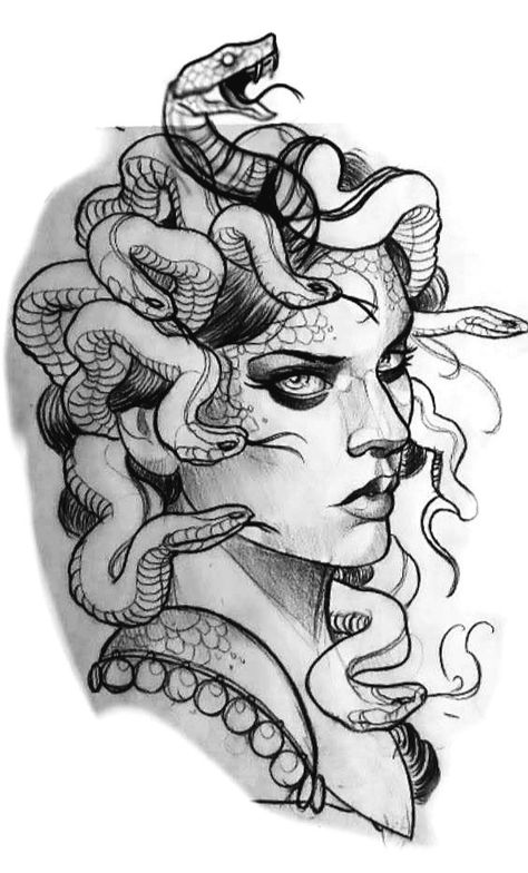 Neo Trad Medusa, Tattoo Medusa, Medusa Artwork, Mythical Art, Female Warrior Tattoo, Medusa Tattoo Design, Medusa Art, Medusa Tattoo, Sketch Tattoo Design