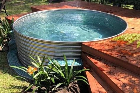 Steel Tank Pool, Outback Plunge Pool, Steel Pool Ideas, Plunge Pool Deck, Round Plunge Pool Ideas, Diy Plunge Pool, Australian Pool, Plunge Pool Ideas, Treehouse Inspiration