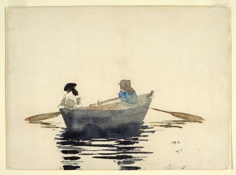 Rowboat Painting, John Singer Sargent Watercolors, Name Drawings, Boat Drawing, Winslow Homer, Smithsonian Institution, Oil Painters, Row Boat, Two Girls