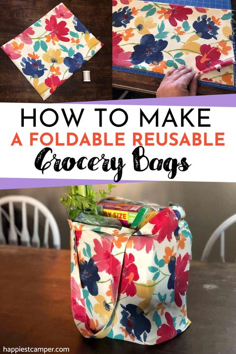 Diy Reusable Grocery Bags, Grocery Bag Pattern, Sewing Machine Projects, Sew Ins, Go The Extra Mile, Tote Bags Sewing, Costura Diy, Beginner Sewing Projects Easy, Grocery Bags