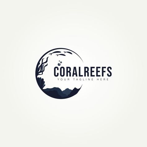 silhouette coral reef aquatic ocean icon logo template vector illustration design Aquatic Logo Design, Aquarium Logo Design, Coral Reef Logo, Island Logo Design, Sea Logo Design, Ocean Logo Design, Aquarium Logo, Coral Vector, Coral Logo