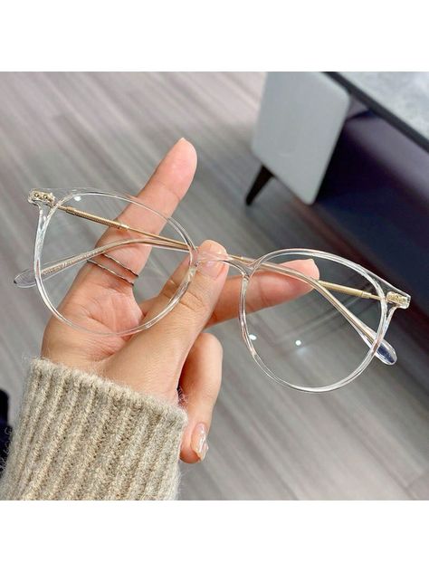 1pc Elliptical Shaped Women's Fashion Decorative Anti-Blue Light Clear Glasses FrameI discovered amazing products on SHEIN.com, come check them out! Nails Necklace, Anti Blue Light Glasses, Glasses Trends, Brown Glasses, Round Glasses Frames, Clear Glasses, Clear Frames, Blue Light Glasses, Computer Glasses