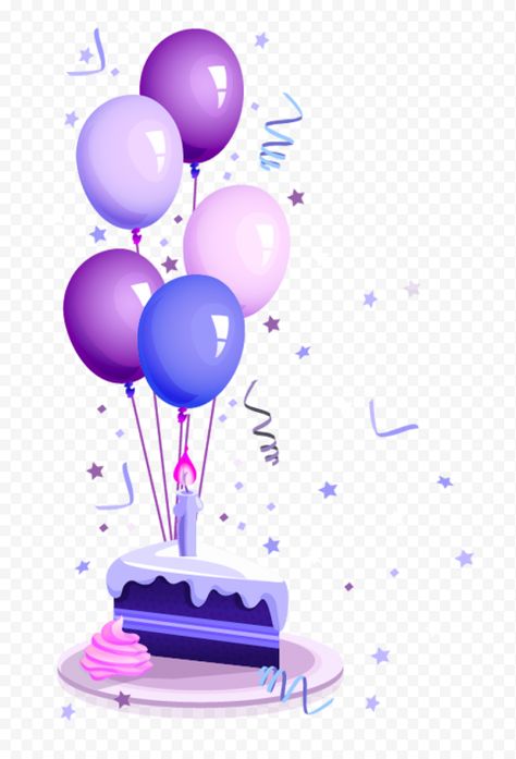 Birthday Cake Png Hd, Balloons Illustration, Cute Birthday Cake, Cake Confetti, Violet Cakes, Purple Cakes Birthday, Original Background, Purple Cute, Balloon Illustration