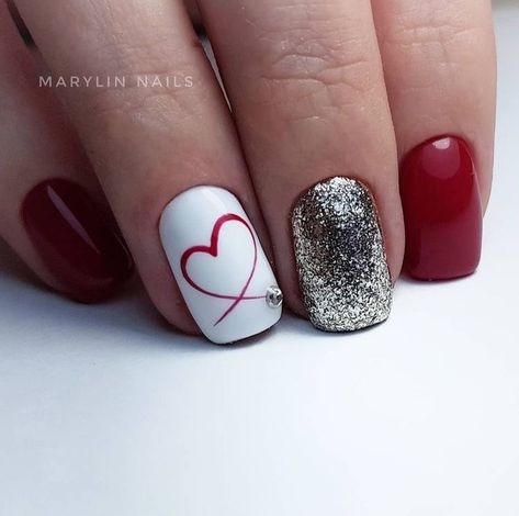 Heart Nail Designs, Valentine Nail Art, February Nails, Nail Designs Valentines, Simple Gel Nails, Shellac Nails, Get Nails, Nails 2024, Kandy