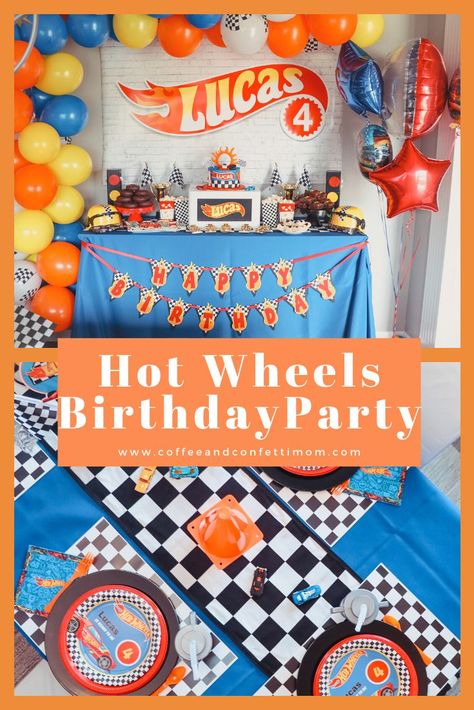 Hot Wheels Birthday Party At Home While Social Distancing - Hotwheels Bday Party Ideas, Hot Wheels Birthday Tshirt, Hot Wheels Birthday Printables Free, Race Car Birthday Party Favor Ideas, Hotwheels Balloon Arch, Hot Wheels Birthday Party Ideas Favors, Little Boys Birthday Party Ideas, Hotwheels Decorations Ideas, Hot Wheels First Birthday Party Ideas