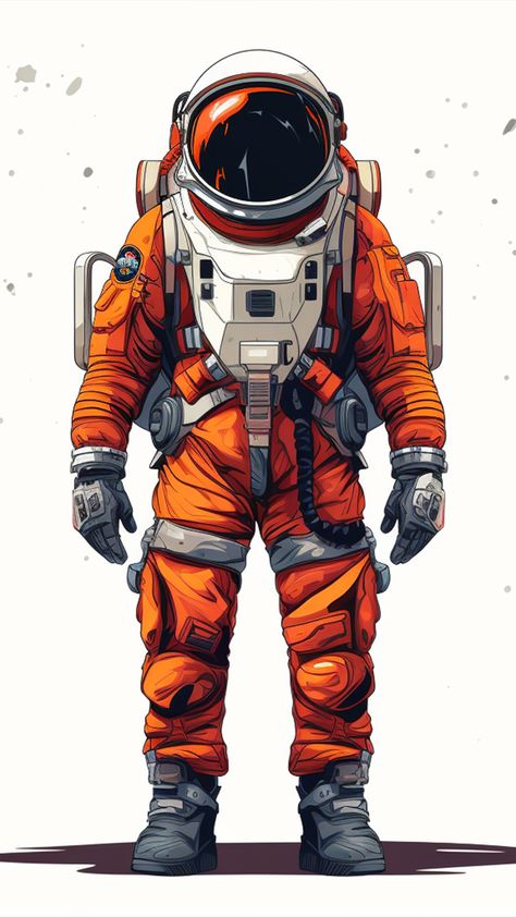 astronaut Space Helmet Concept, Character Design Astronaut, Astronaut Reference, Astronaut Character Design, Sci Fi Astronaut, Drawing Astronaut, Space Suit Design, Orange Astronaut, Astronaut Drawing