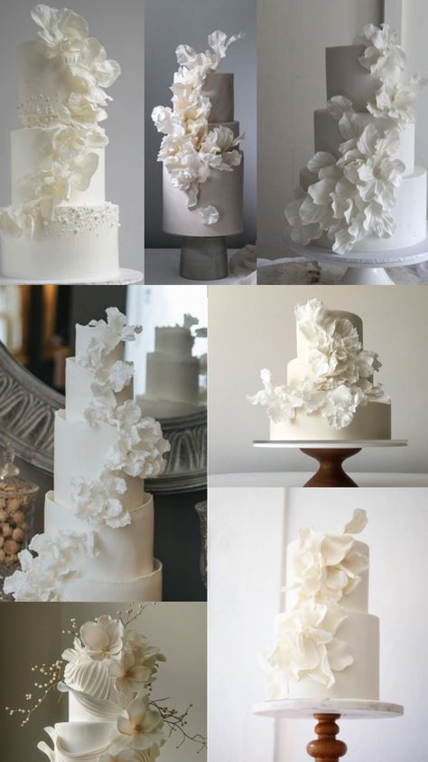 Cake inspo Minimalist Wedding Cake Modern, White Aesthetic Wedding, Aesthetic Wedding Cake, Wedding Cake Modern, Minimalist Wedding Cake, Cakes Aesthetic, Elegant Bridal Dress, Aesthetic Wedding, Cake Inspo