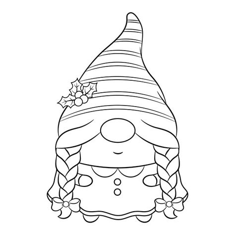 Sketch of cute christmas female gnomes d... | Premium Vector #Freepik #vector #christmas #xmas #character #cartoon Christmas Gnome Template Free Printable, Girl Gnome Drawing, Easy Gnome Drawing, Female Gnomes, Gnome Drawing, Gnome Noel, Female Gnome, Christmas Tattoo, Girl Gnome