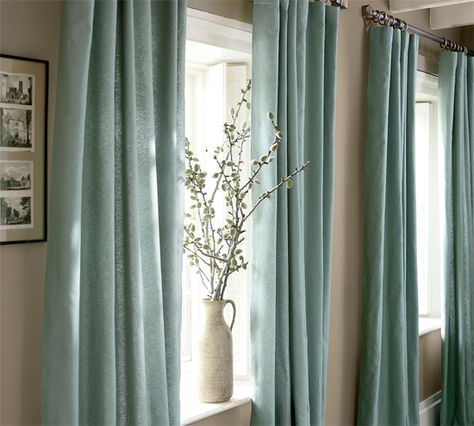 Mary Jo's Cloth Design Blog Living Room Window Decor, Teal Curtains, Drapes And Curtains, Curtain Styles, Beautiful Curtains, Living Room Windows, Home Curtains, Curtain Designs, Curtains Living Room