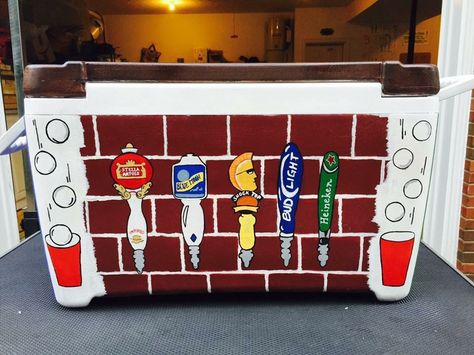 Formals Cooler, Ka Cooler, 21st Birthday Paddle, Canvas Sorority, Diy Beer Pong, Diy Beer Pong Table, Frat Formal, Beer Pong Table Designs, Painted Coolers