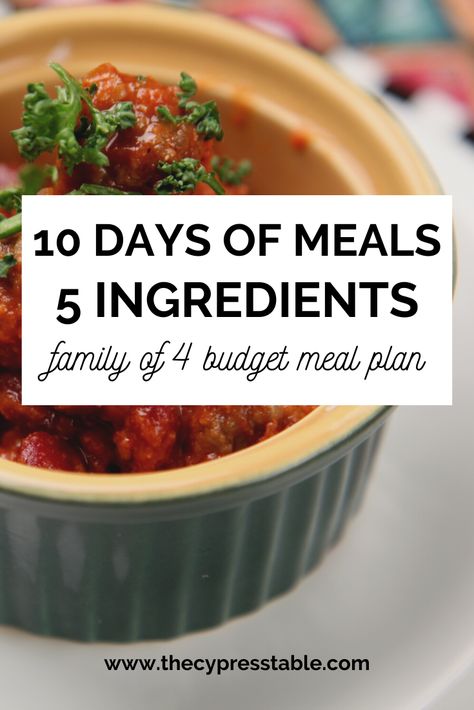 4 Day Meal Prep, 5 Ingredient Meals, Budget Friendly Meals Healthy, Meal Planning Board, Budget Family Meals, Budget Meal Planning, Easy Meal Plans, 5 Ingredient Recipes, Emergency Food