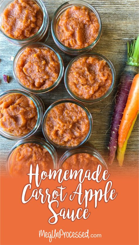 Carrot Apple Recipes, Vegan Apple Sauce, Carrot Applesauce, Applesauce Recipes, Wing Sauce Recipes, Kid Foods, Canning Food, Toddler Recipes, Fruit Sauce