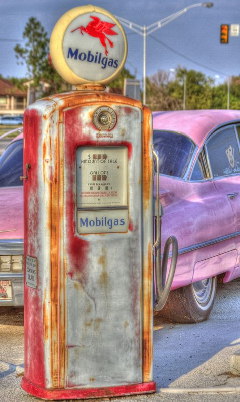 vintage gas pumps | Antique gas pump | reddirtpics Oil Ads, Mobil Oil, Cave Photos, Old Gas Pumps, Vintage Gas Pumps, Flying Horse, Old Garage, Primitive Homes, Car Tattoos