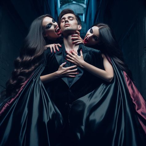 Vampire Bite Pose, Evil Couple Aesthetic, Female Dracula, Vampire Ladies, Vampire Poses, Angel Vampire, Vampire Photoshoot, Vampire Beauty, Lady Vampire