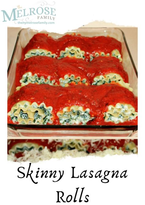 Lasagna is a classic recipe, but these Skinny Lasagna Rolls by Tabler Party of Two step it up a notch.  I love that they are skinny and are a great way to sneak in vegetables.🍽  #themelrosefamily #newrecipe #lasagna #healthytreat Healthy Lasagna Roll Ups, Low Calorie Lasagna, Low Fat Lasagna Recipe, Low Calorie Lasagna Roll Ups, Lasagna Healthy Clean Eating, Healthy Lasagna Rolls, Health Lasagna Recipe, Lasange Recipe, Skinnytaste Lasagna Roll Ups