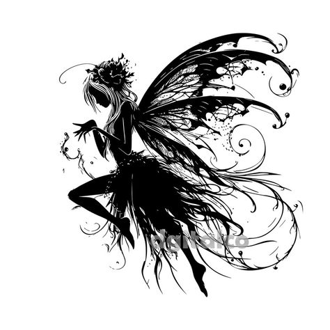 Demon Fairy Tattoo, Evil Fairy Tattoo, Gothic Fairy Tattoo, Fairy Vector, Book Inspired Tattoos, Evil Fairy, Fairy Tattoo Designs, Fairy Drawings, Dark Fairytale