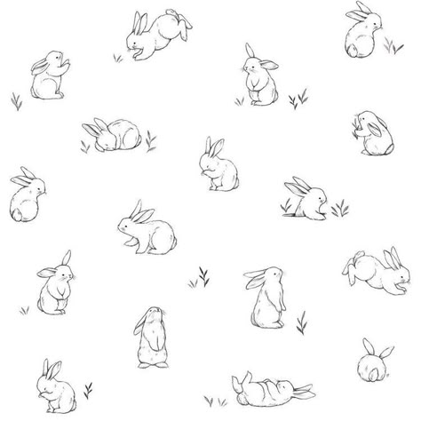 Hase Tattoos, Rabbit Sketch, Playroom Wallpaper, Rabbit Wallpaper, Monochrome Color Palette, Bunny Tattoos, Rabbit Tattoos, Bunny Drawing, Bunny Wallpaper