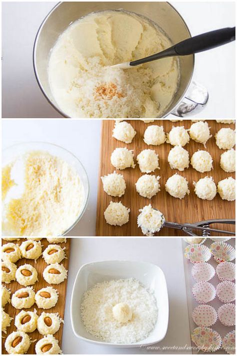 Rafaello/ Coconut Almond Balls- step by step photo tutorial Healthy Rafaello Balls, Rafaello Balls, Twix Cheesecake Recipe, Almond Balls, Coconut Truffles, Milk Dessert, Coconut Candy, Coconut Almond, Small Desserts