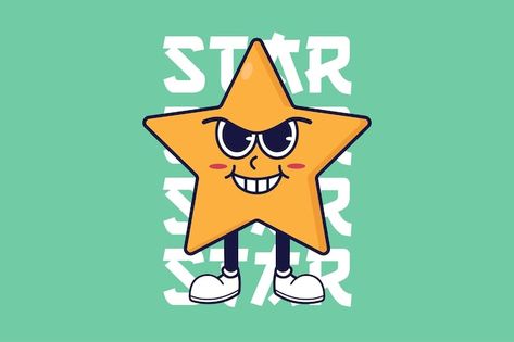 Star Mascot, Cartoon Stars, Star Cartoon, Cartoon Food, Cartoon Mascot, Illustration Flat, Christmas Phone Case, Retro Cartoon, Mascot Character