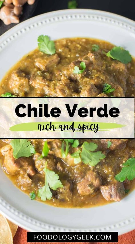 Chilli Verde Recipe, Authentic Chile Verde, Easy Recipe With Chicken, Chile Verde Sauce, Chile Verde Recipe, Pork Verde, Chile Verde Pork, Mexican Pork Recipes, Chili Verde Recipe