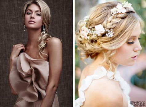 Wedding Hair: Styles for your square face shape. Bangs Glasses, Bride Hairstyles Updo, Wedding Hair Bridal, Glasses For Face Shape, Wedding Hair Styles, Flower Headpiece Wedding, Medium Hair Color, Bridal Hairdo, Square Face Hairstyles