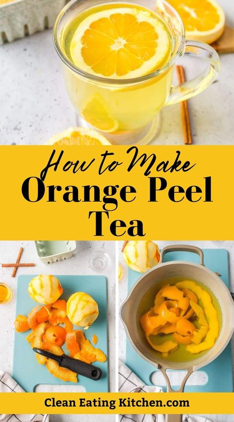 This Orange Peel Tea recipe is a super healthy hot drink made by simmering organic orange peels in water, with options to add flavors like cinnamon. Full of vitamin C and antioxidants, it’s a great health-promoting beverage. Inflammatory Drinks, Orange Peel Tea, Food Dehydration, How To Make Orange, Tea Drink Recipes, Dried Orange Peel, Orange Peels, Orange Tea, Herbal Teas Recipes