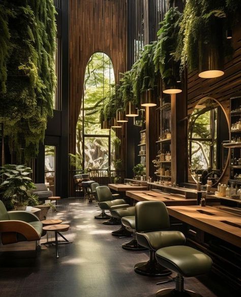 Modern Hotel Lobby Design Luxury, Hotel Lobby Design Luxury, Overgrown Plants, Modern Hotel Lobby, Natural Wood Accents, Business Interior, Tropical Interiors, African Interior Design, Rich Rich