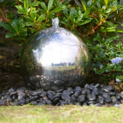 30cm Solar Powered Stainless Steel Sphere Water Feature Solar Powered Water Feature, Sphere Water Feature, Solar Water Feature, Diy Solar Fountain, Outdoor Water Features, Garden Water Fountains, Fountains Backyard, Solar Fountain, Waterfalls Backyard