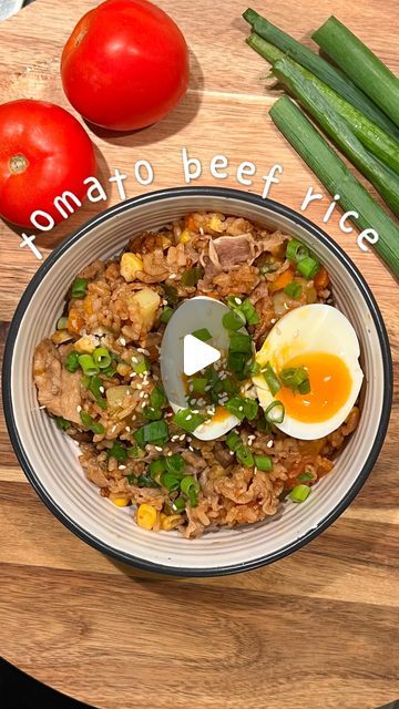 Colorful Meals, Tomato Beef, Chopped Vegetables, Authentic Asian Recipes, Beef Rice, Rice Cooker Recipes, Tomato Rice, Dish Washing, Beef And Rice