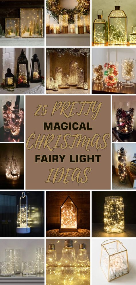 Christmas Firefly Lights, Fairy Light Ideas, Light Balls Christmas, Christmas Lantern Ideas, Fairy Lights Diy, Fairy Lighting, Tiny Lamp, Lantern Christmas Decor, Fairy Lights In A Jar