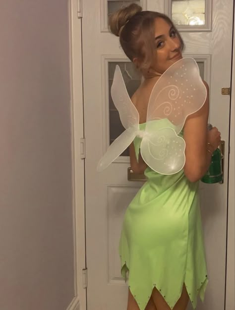 Tinker Bell Aesthetic Costume, Plus Size Tinkerbell Costume, Timkerberbell Costume, Cute Tinkerbell Costume, Tinkerbell Costume Women, Halloween Costumes Tinker Bell, Tinkerbell Costume Halloween, Fantasia Tinker Bell, Tinker Bell Halloween Costume