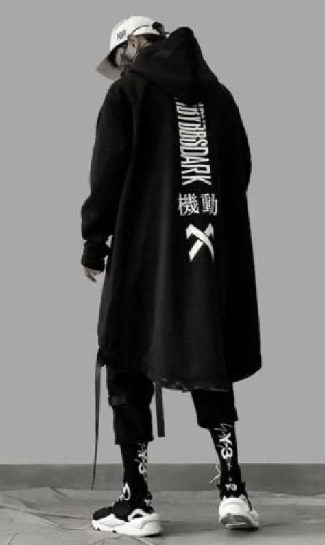 Cyberpunk Mode, Techwear Hoodie, Long Cloak, Street Mode, Tech Clothing, Techwear Fashion, Cyberpunk Clothes, Overcoat Jacket, Cyberpunk Fashion